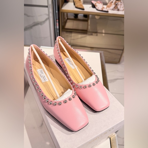 Jimmy Choo Shoes - Jimmy Choo Pink Studded Flats 38.5